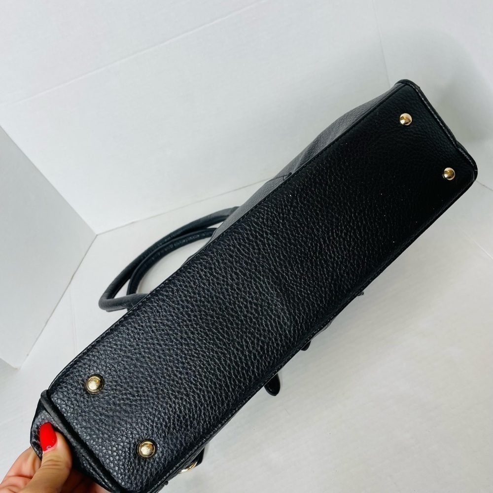 JUSTFAB Legacy Black Faux Leather Handbag Tote - Picture 7 of 12
